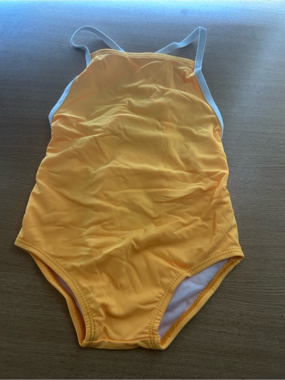 Girls' Yellow One-Piece Swimsuit with Contrast Straps